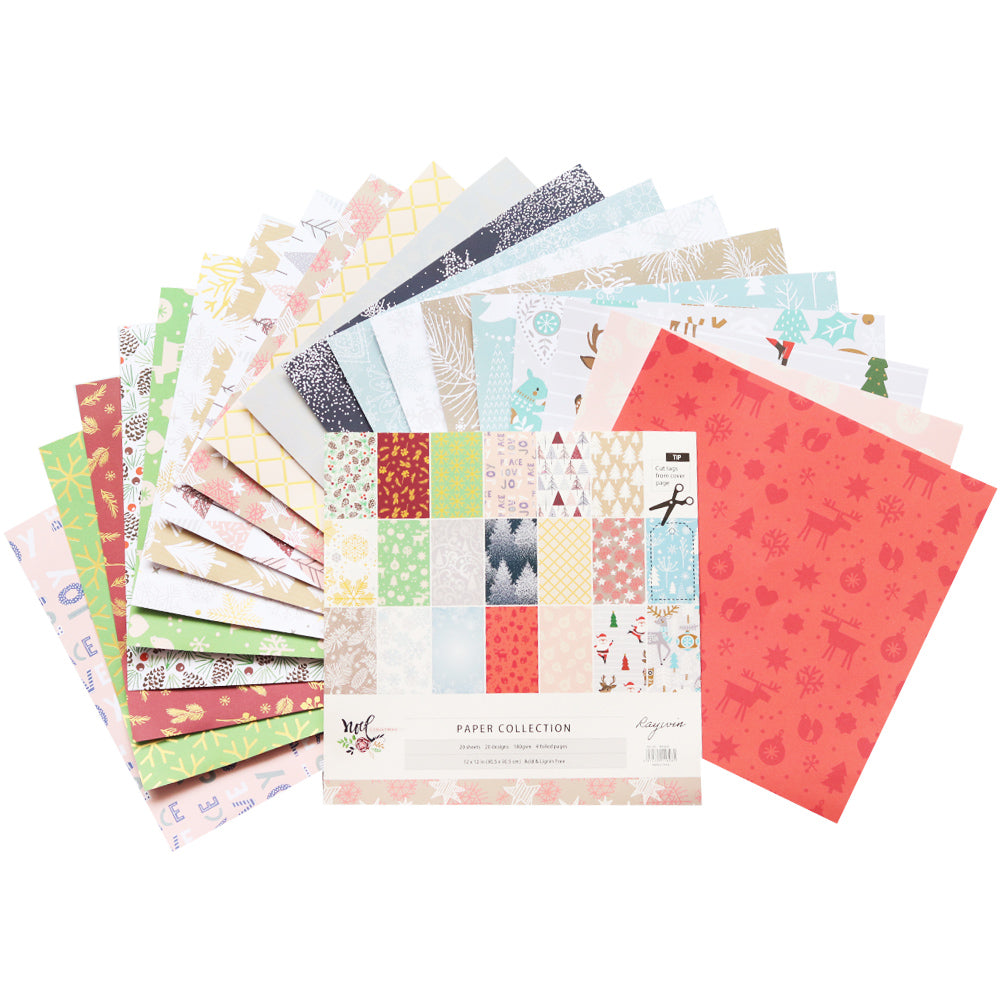 Noel Christmas Paper Pack – 20 Sheets, 12x12, Acid-Free