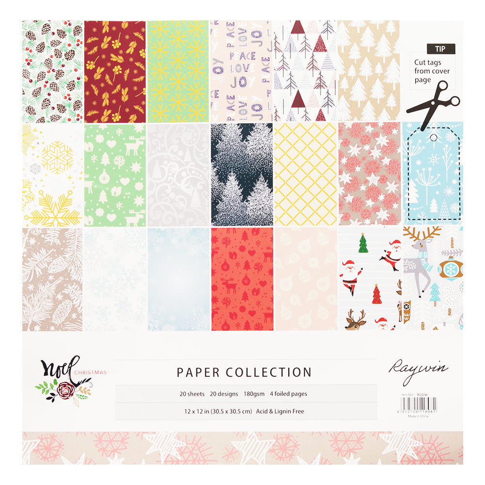Noel Christmas Paper Pack – 20 Sheets, 12x12, Acid-Free